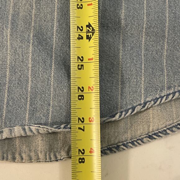 Justin Boots XL Denim Shirt Is Railroad Pinstripe Shacket Western Cowboy Snap - Picture 15 of 16